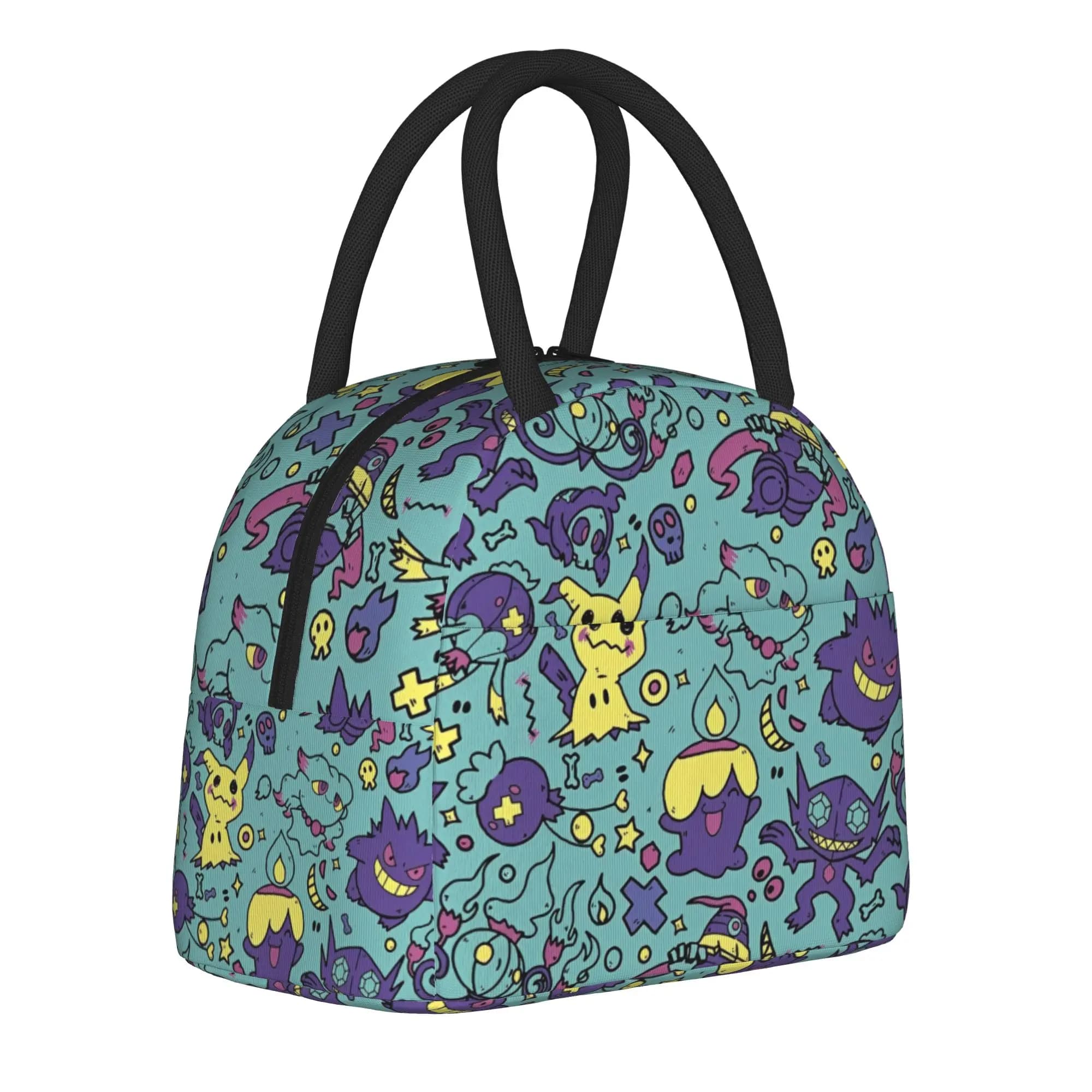 Borsa Termica per Pranzo con Disegni Cartoon Manga Poke-Mon, Impermeabile, Riutilizzabile, per Spiaggia e Picnic