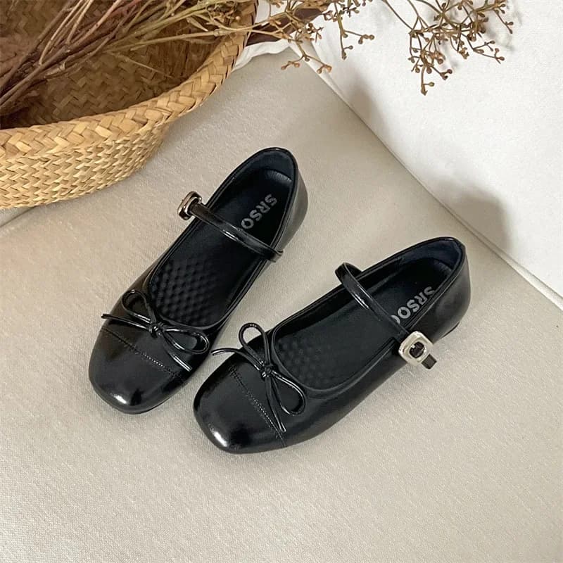 Scarpe Balerine Vintage da Donna, Comode con Punta Tonda e Suola Morbida, Eleganti con Fiocco a Farfalla, Scarpe da Nonna 2026
