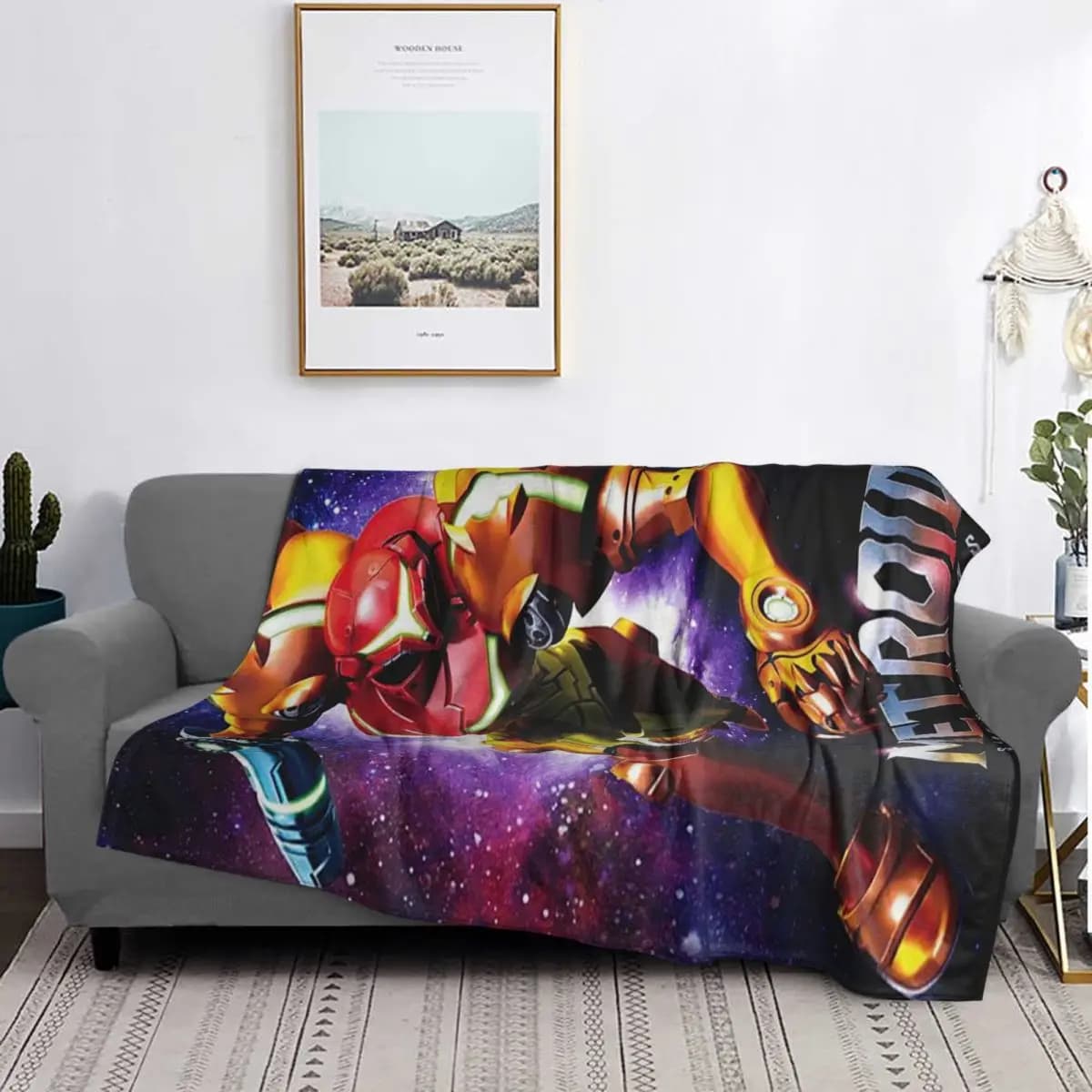 Game Metroid Blankets Soft Warm Flannel Throw Blanket Plush for Bed Living room Picnic Travel Home Couch