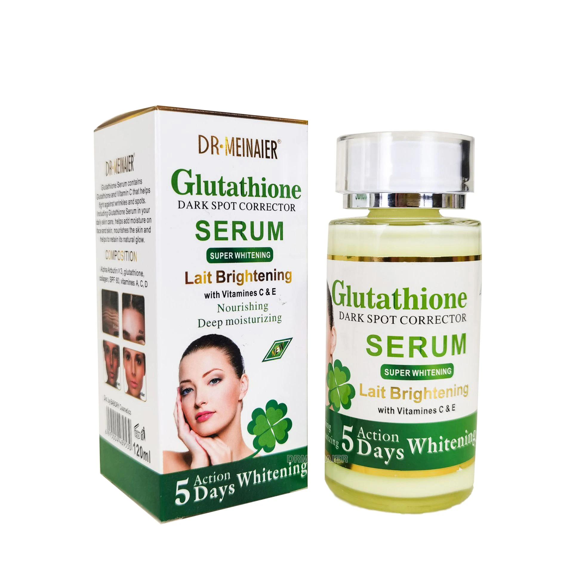 120 ml glutathione serum for face and eyes to light the skin, concealer for dark spots, reduces wrinkles, anti-aging, with vitamin E and C