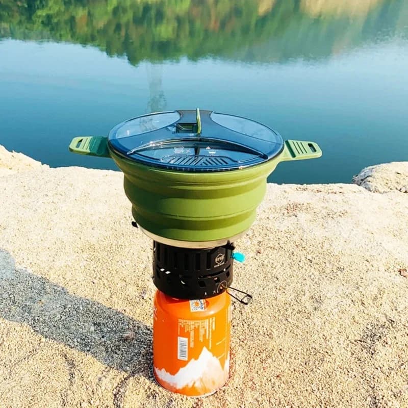 Silicone Foldable Camping Kettle Heat Resistant Foldable Portable Pot for Food Use for Outdoor Picnic