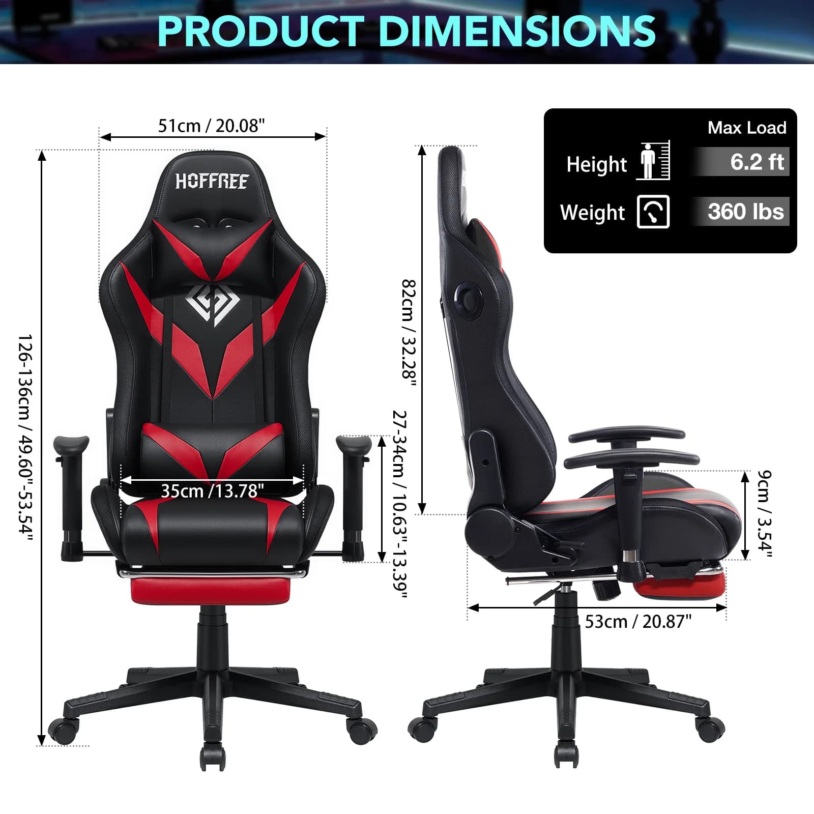 Sedia da Gaming 360lbs con Altoparlanti Bluetooth, Luci LED, Massaggio, Poggiapiedi, Reclinabile, Schienale Alto, Sedia da Computer