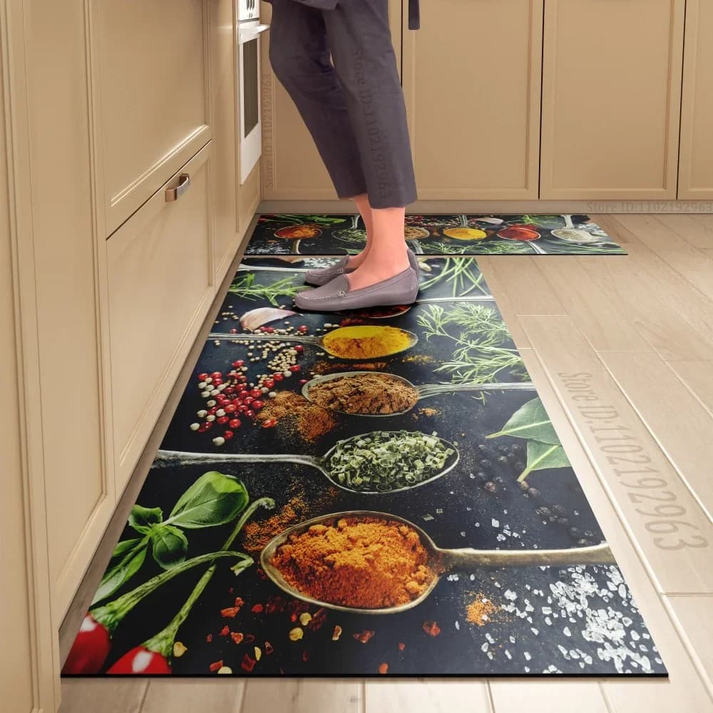 Tappetino da cucina modello speziato Set di tappeti lavabili in lavatrice antiscivolo per la decorazione domestica Tappetini anti-fatica Tappetino comfort in piedi