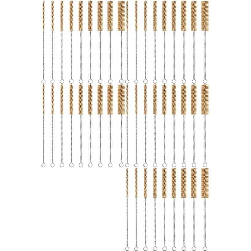 ABMH-Brass Wire Brush Set 45Pcs Tube Cleaning Brush 12 Inch Round Wire Brushes Kit Bore Brush Metal Bristle Cleaning