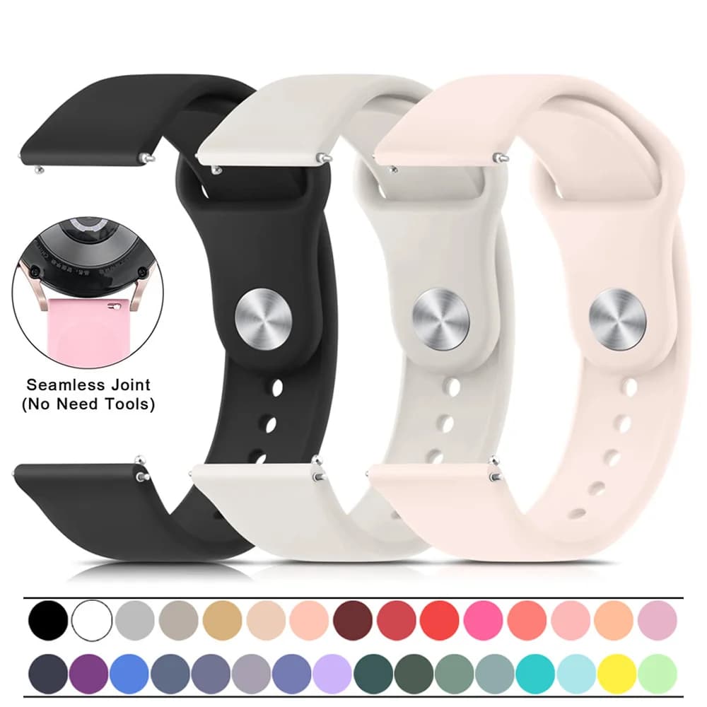 Cinturino per orologio da 22mm per Samsung Galaxy watch 6/4/Classic/5/5 pro/Active2 bracciale sportivo in Silicone da 20mm correas huawei watch gt 4-2-3