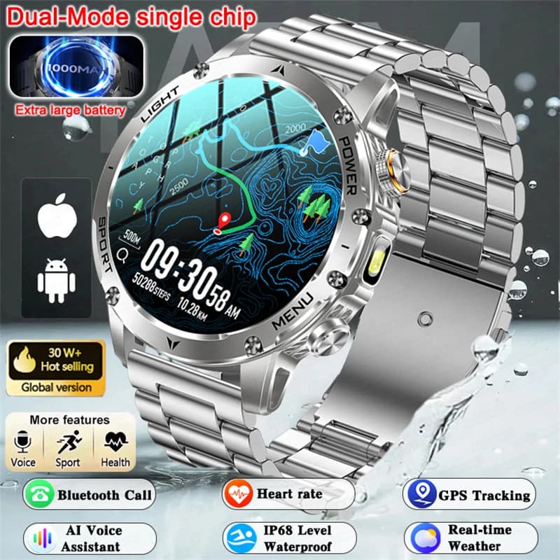 GUHUAVMI Nuovo sport all'aria aperta Smart Watch 1.7 pollici IP68 Impermeabile HD Chiamata Bluetooth Frequenza cardiaca Smart Orologi 1000Mah Batteria da uomo