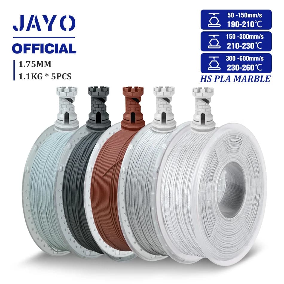High Speed JAYO PLA Filament 5 Rolls 3D Printer Filament High speed PLA for 3D printing materials with texture similar to FDM marble
