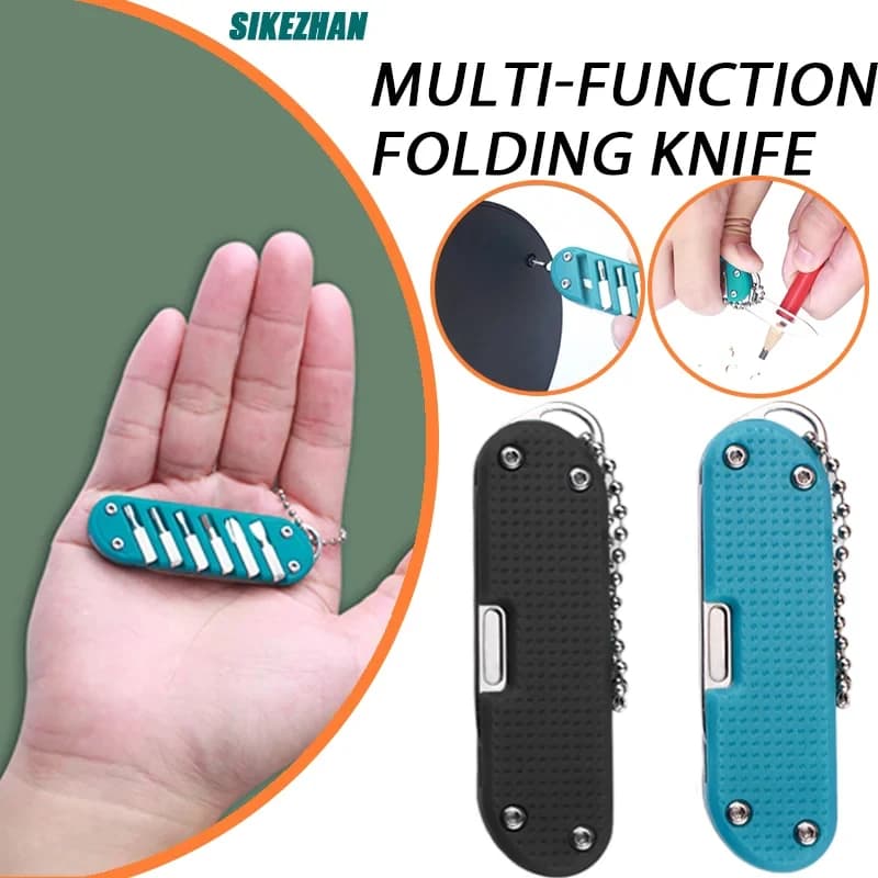 7 In 1 Multifunctional Pocket Folding Knife Stainless Steel Keychain Screwdriver Tool Set Portable Outdoor Mini Repair Tools