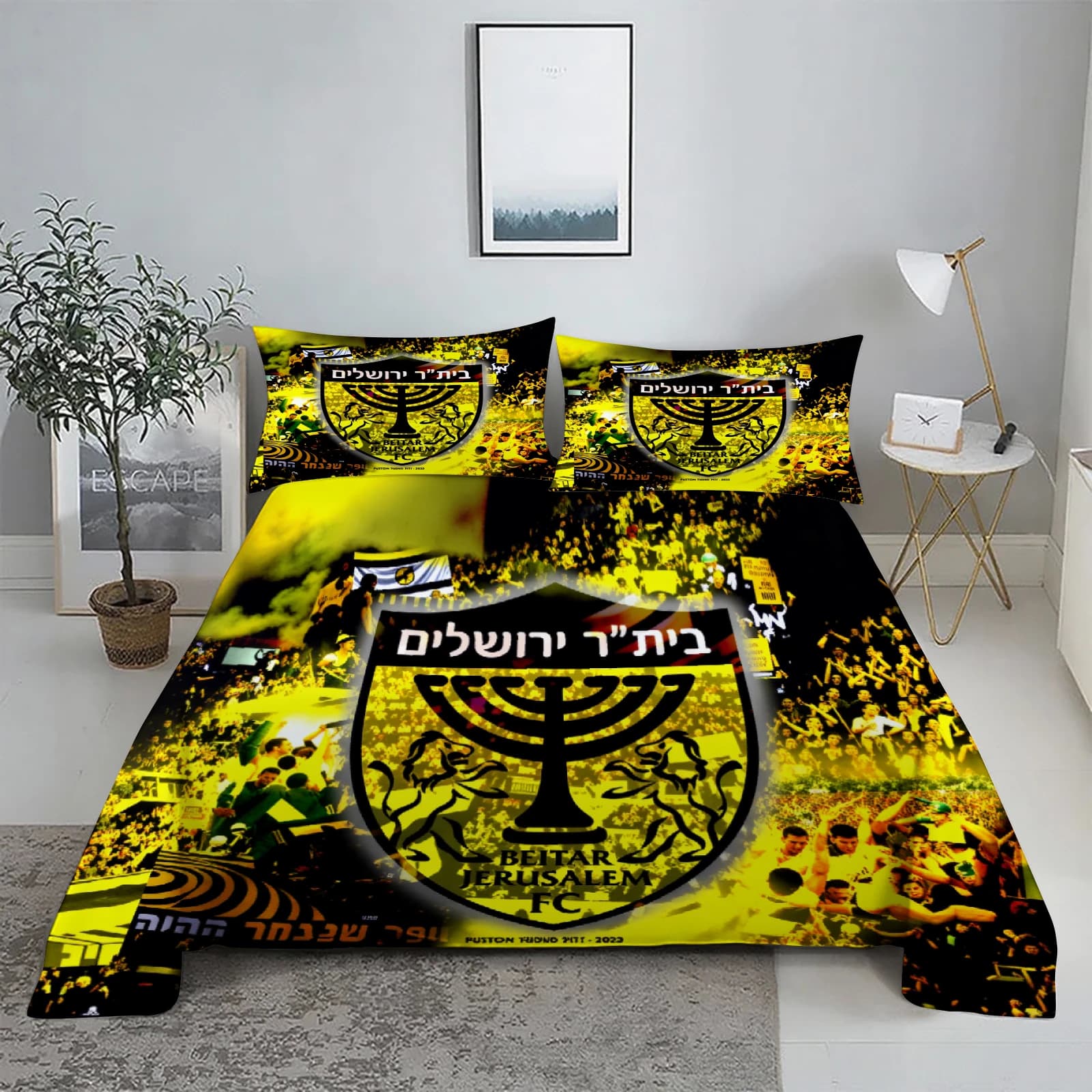 3 pezzi FC Beitar Gerusalemme Set biancheria da letto Israele Set letto calcio Singolo Twin Queen King Size Set completo Biancheria da letto per bambini