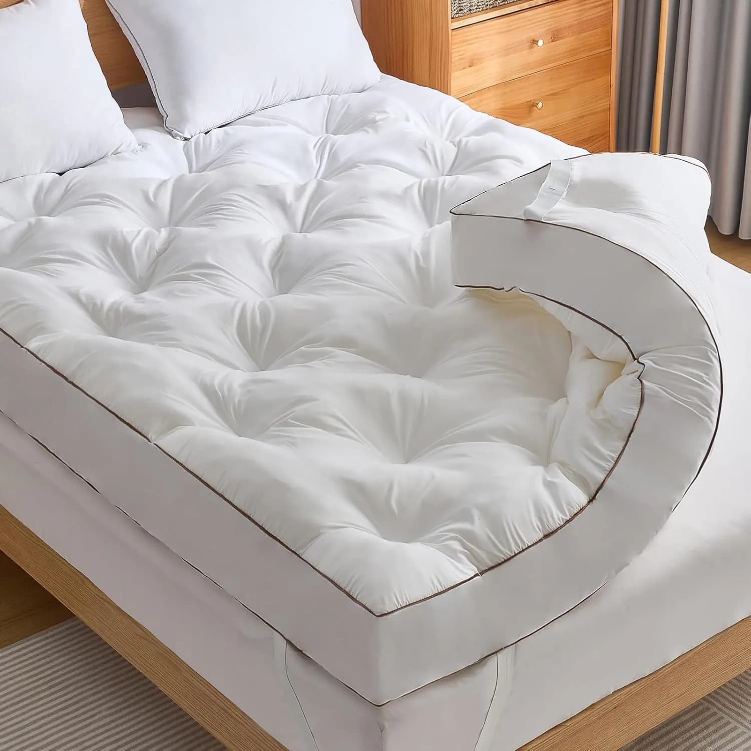 Topper Materasso in Memory Foam Gel da 4 Pollici Queen per Alleviare il Dolore alla Schiena, Traspirante e di Supporto, 80x60x4 pollici