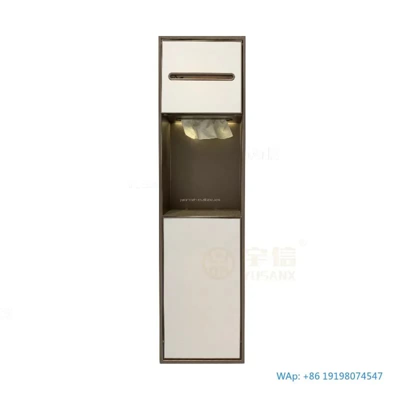LED Light Illuminated 304 Stainless Steel Toilet Paper Trash Can Wall Mounted Rimless Niche Secret Storage Shelf Brush Holders