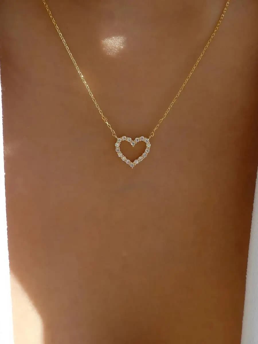 Rhinestone Heart Necklace for Valentine's Day Mom Gift Perfect for Mother's Day