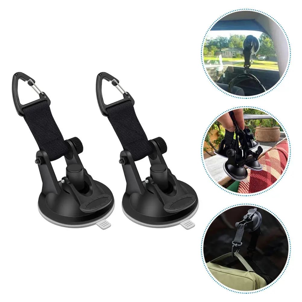 2Pcs Outdoor Travel Suction Cup Hooks Heavy Duty Multi-Function Tent Hanger for Bathroom Shower Kitchen Car Window Strong Sucker