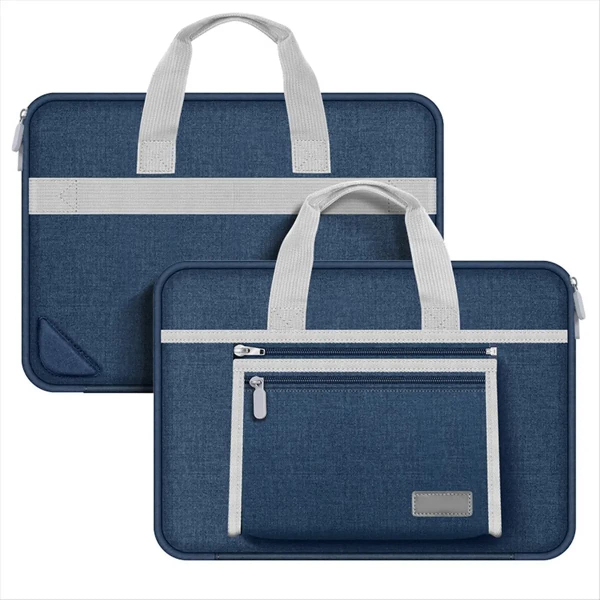 Borsa per laptop impermeabile, borsa per tablet, borsa per borsa, valigetta per notebook portatile da 15 pollici, blu scuro + grigio