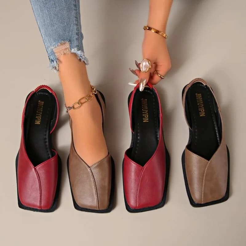 Sandali Donna 2026 Nuovi Estivi con Tacco Basso e Punta Quadrata, Scarpe Comode e alla Moda con Dettaglio Scavato sul Retro