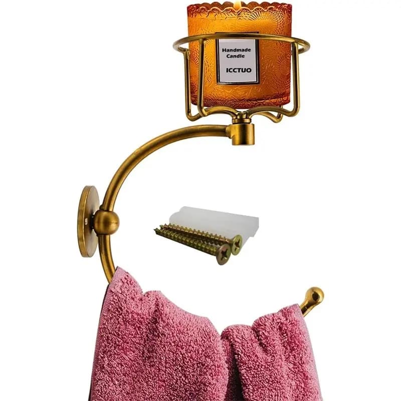 Y50A-Vintage Candlestick Wall-Mounted Towel Rack With Country-Style Hooks