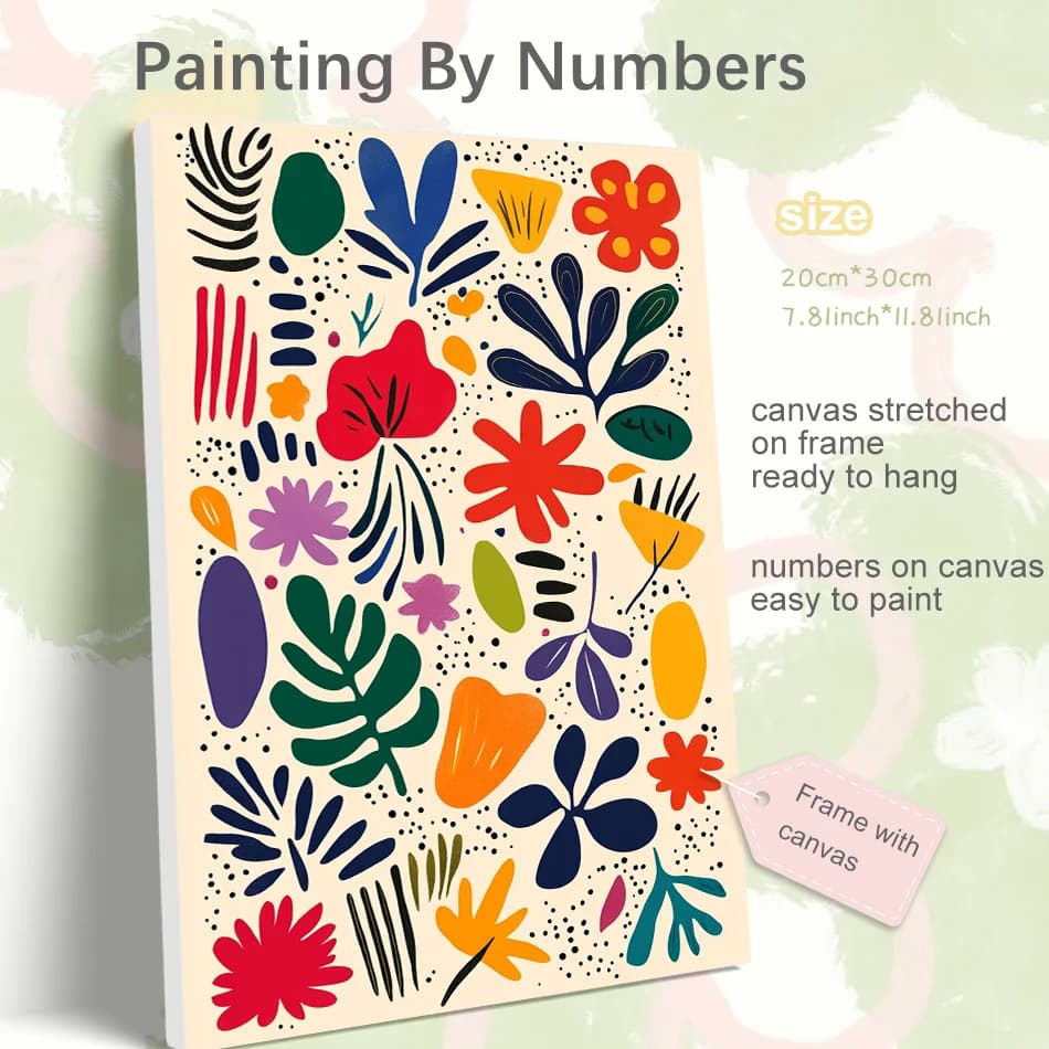 RUOPOTY Pittura con numeri in cornice Illustrazione Fiori Fai da te Artigianato Pittura con numeri per principianti 20x30cm Per decorazioni artistiche per la casa