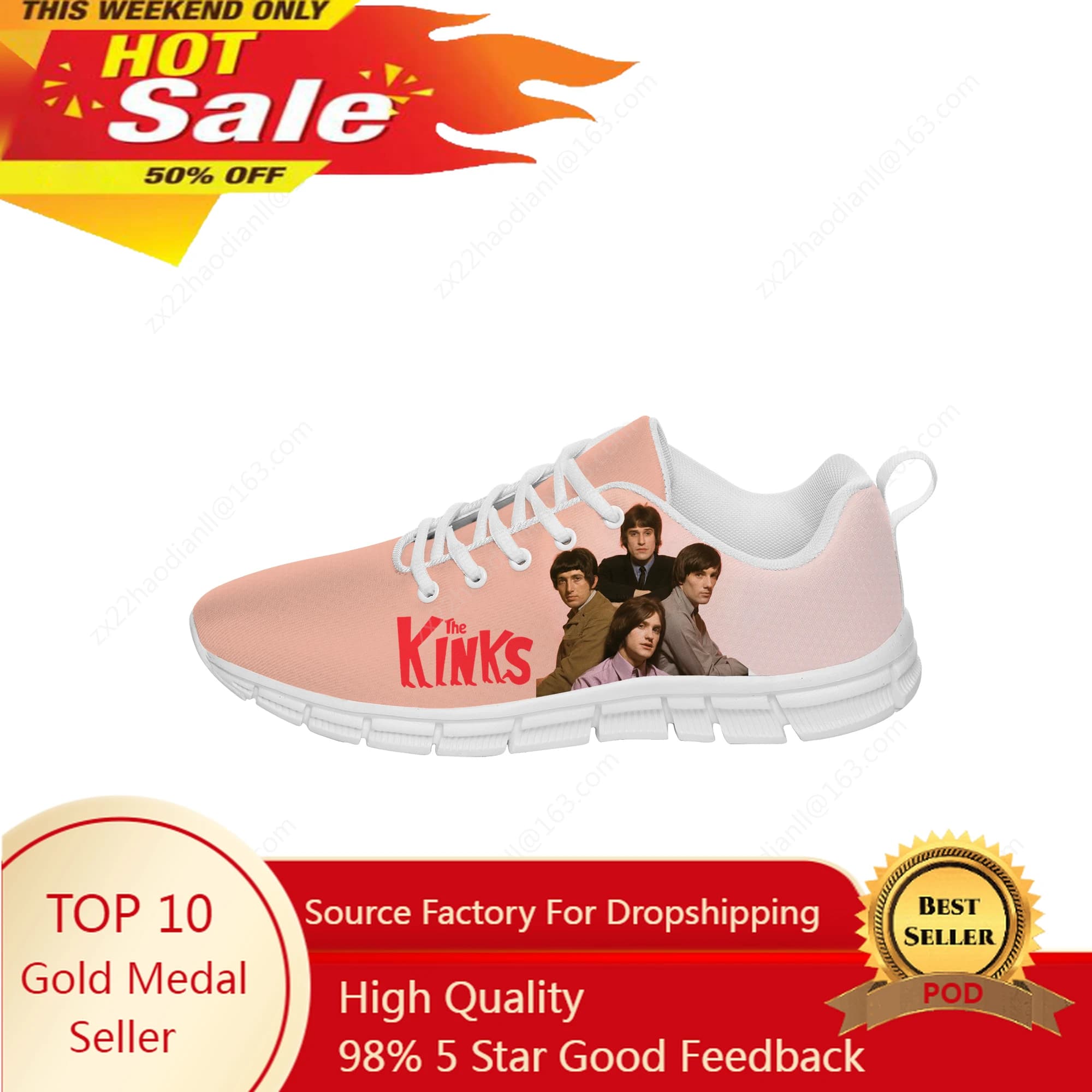 The Rock band Sneakers Kinks Uomo Donna Scarpe casual per adolescenti Scarpe da corsa Scarpa leggera traspirante stampata in 3D