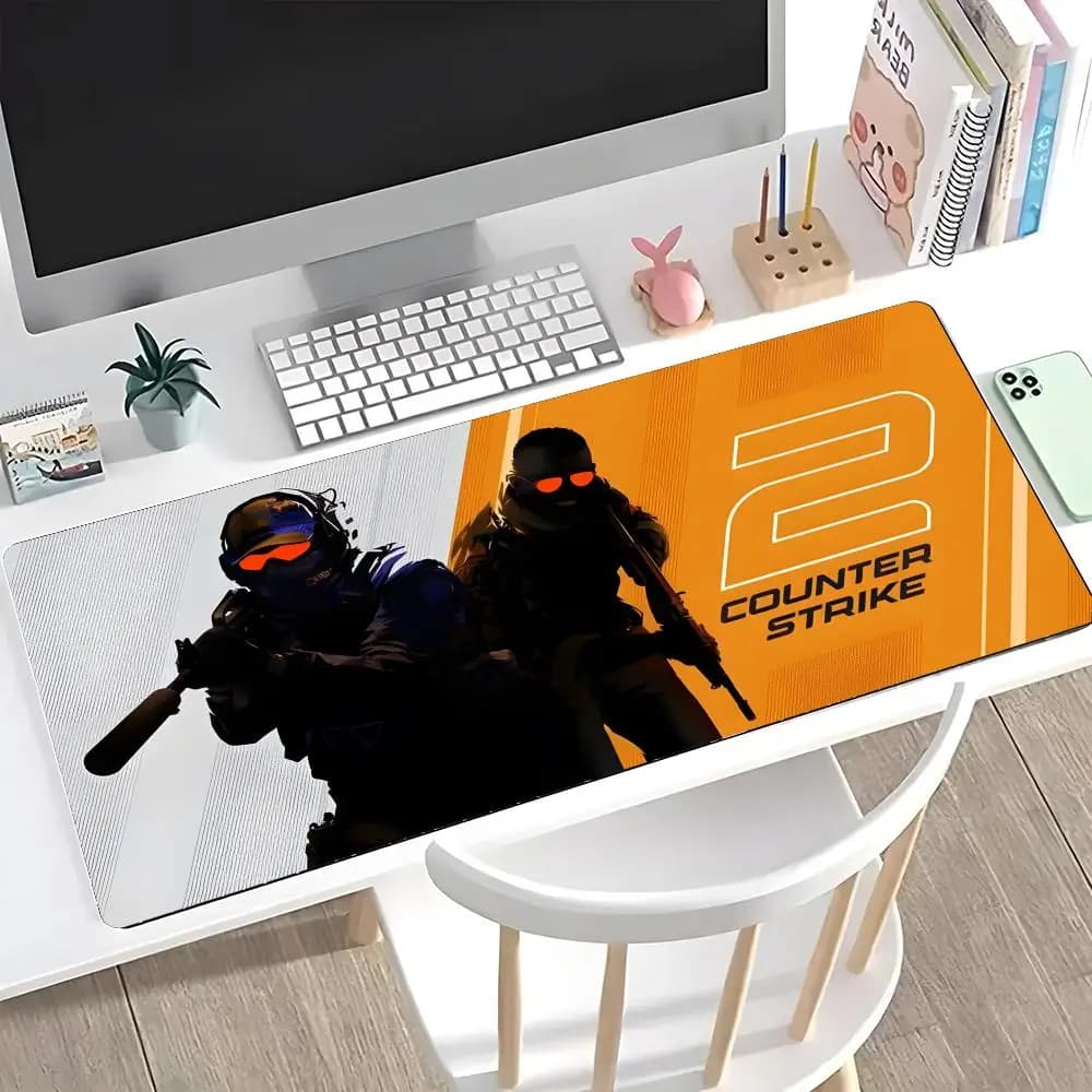 Tappetino per Mouse da Gioco CS-Go, Grande Mousepad con Bordo Rinforzato, Tappetino per Tastiera e Scrivania