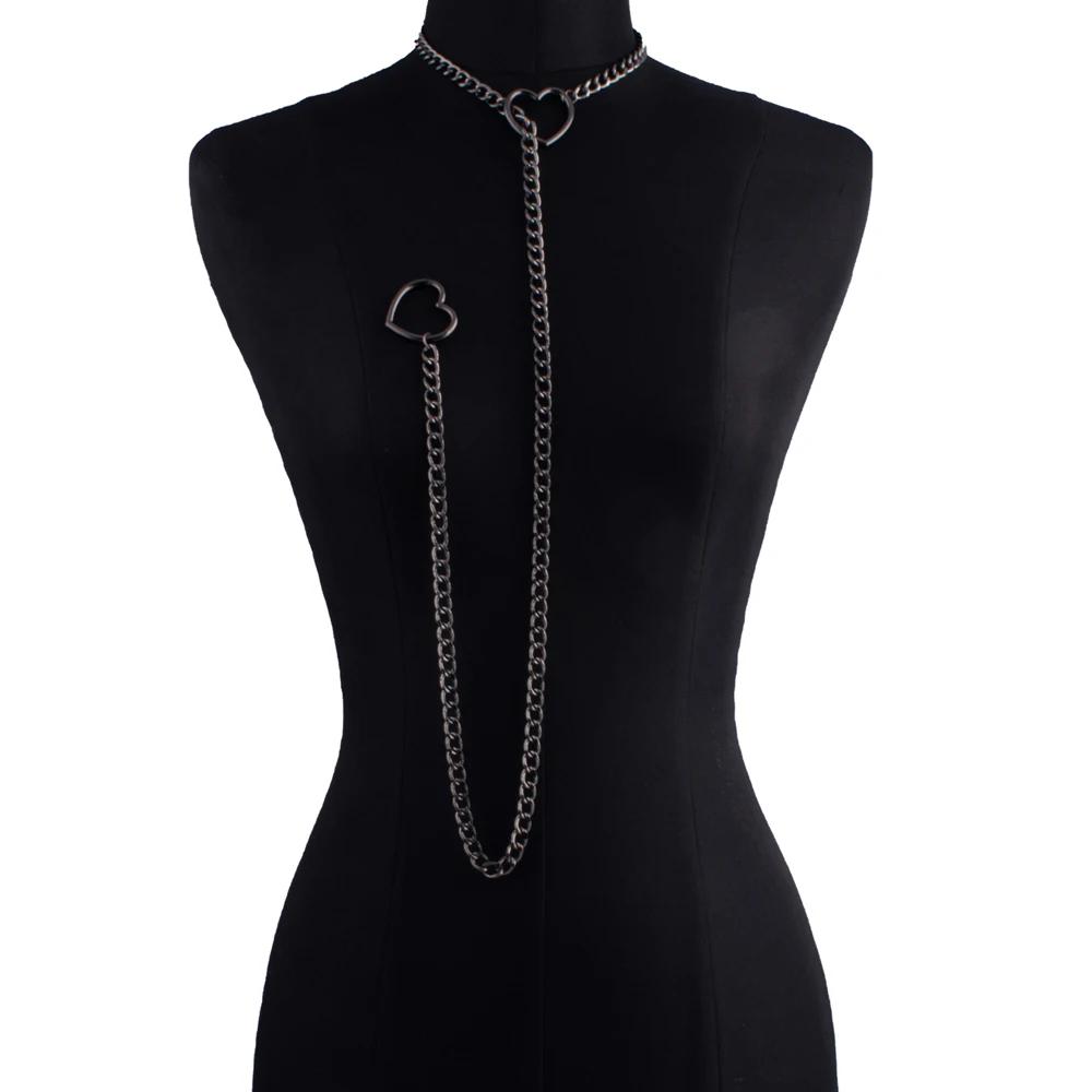 Collana con ciondolo a forma di cuore per donna, stile punk rock goth, accessorio gioiello.