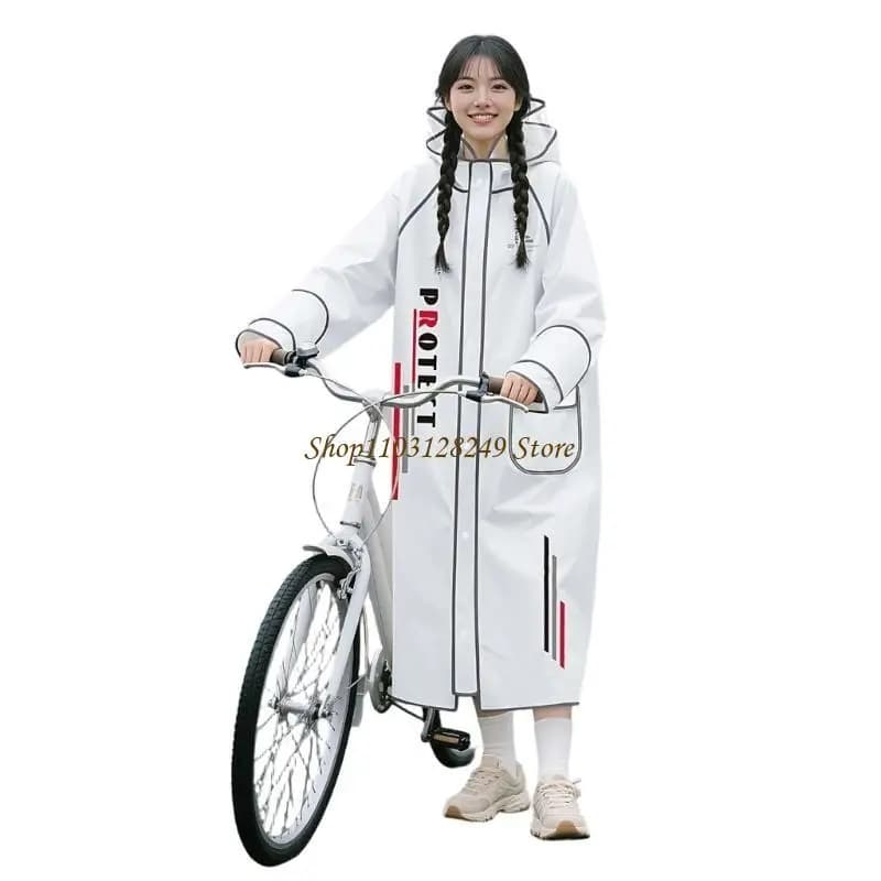 N5KD Thickened Motorcycle Rainwear Full Body Coverage Reflective Safety Strips Quick Release Buckles For All Weather Raincoat