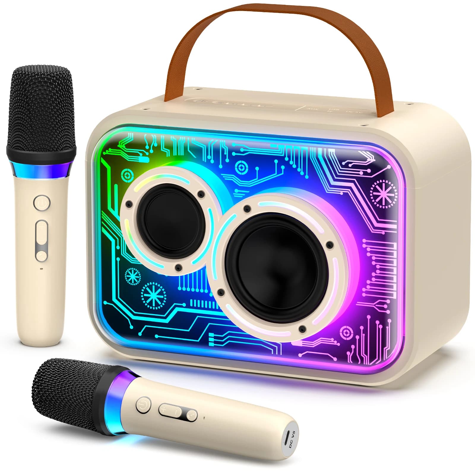 Macchina per Karaoke per Bambini, Mini Altoparlante Bluetooth con Microfono per Cantare a Casa, Feste, Natale, Halloween, Compleanno Bambini, Pasqua
