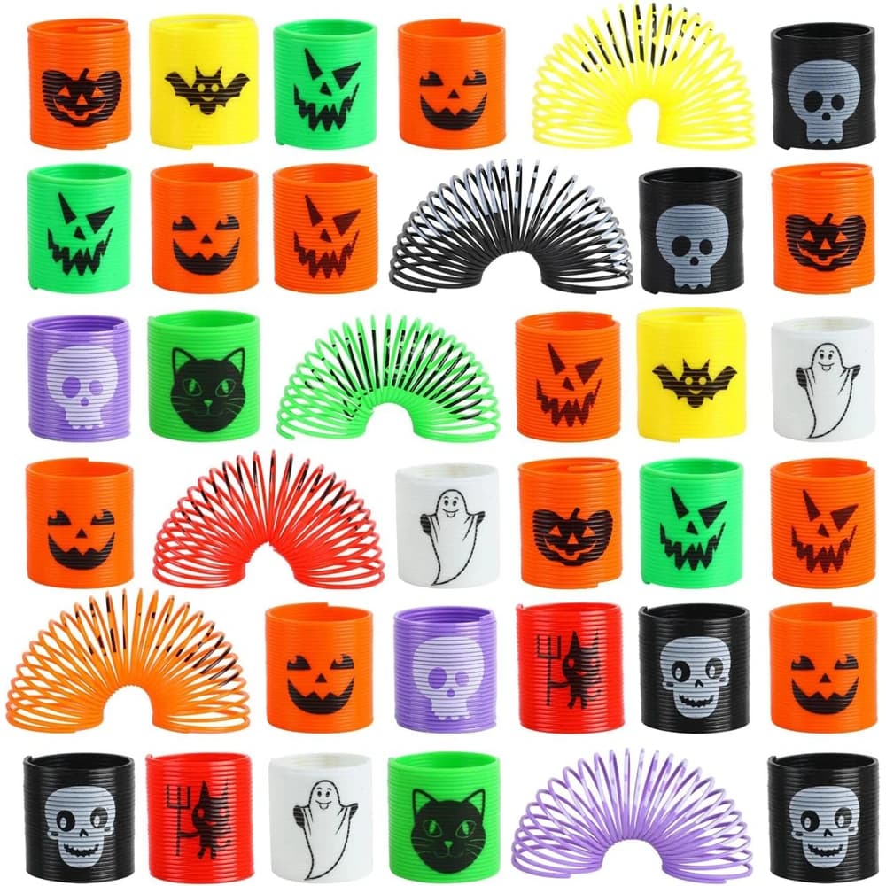 Halloween Toys 36PCS for Kids Bat Ghost Pumpkin Coil Spring Toy Slinky Mini Magic Springs Fidget Stress Party Favors Game Prizes