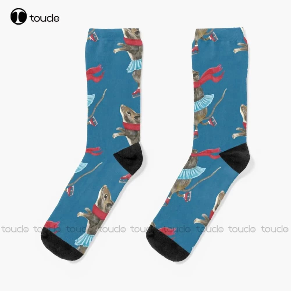 Calzini da mouse per pattini da ghiaccio Calzini da donna in cotone Calzini personalizzati personalizzati per adolescenti adulti unisex 360 ° Regalo di Natale con stampa digitale