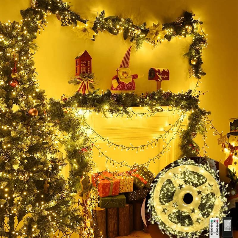 Luci natalizie a LED petardo 8 modalità Luce fata dimmerabile con telecomando e timer impermeabili per feste di matrimonio festive