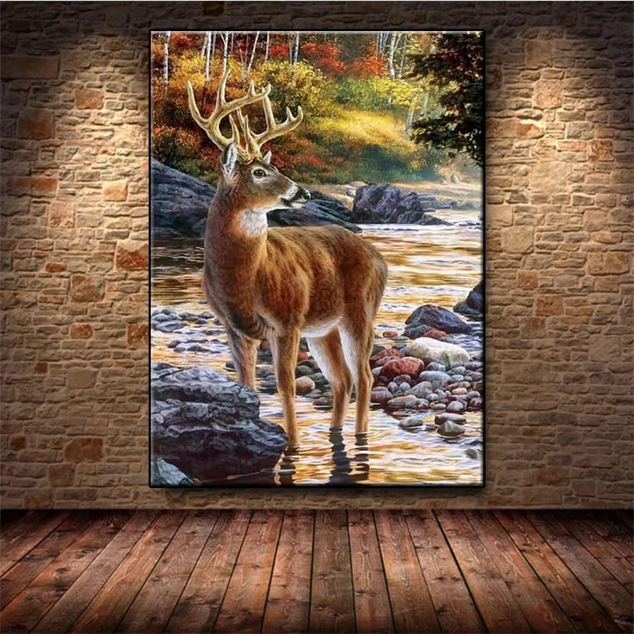 5D DIY Diamond Embroidery Cross Stitch Animal Forest Deer Diamond Mosaic Rhinestone Art Painting Needlework Handicraft