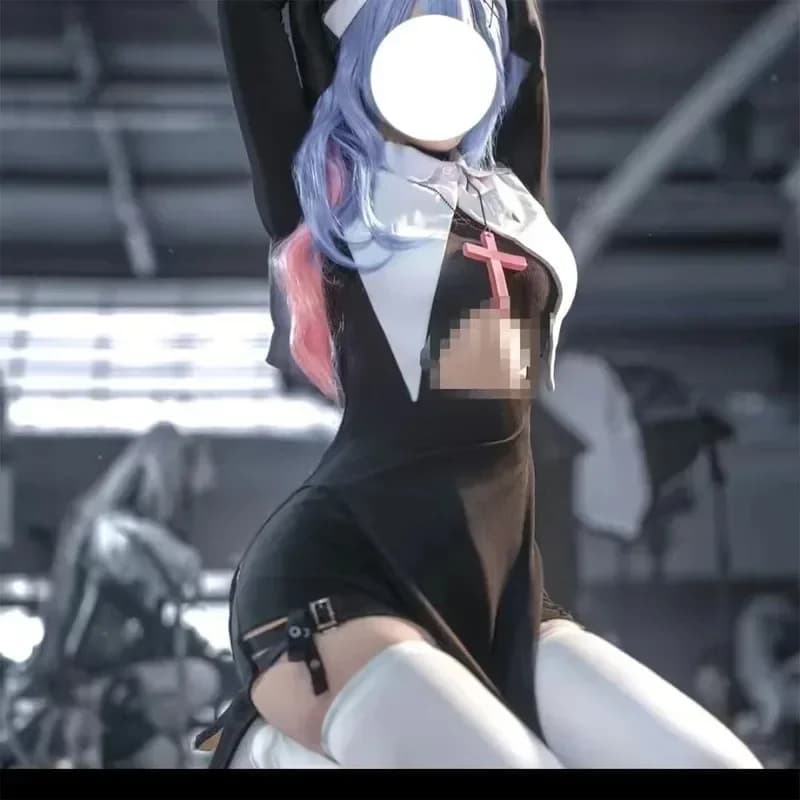 Mikuu Rabbit Hole Nun Abito lungo nero con foulard e collana Donna Ragazza Costume cosplay sexy Festa di Halloween Candy2025