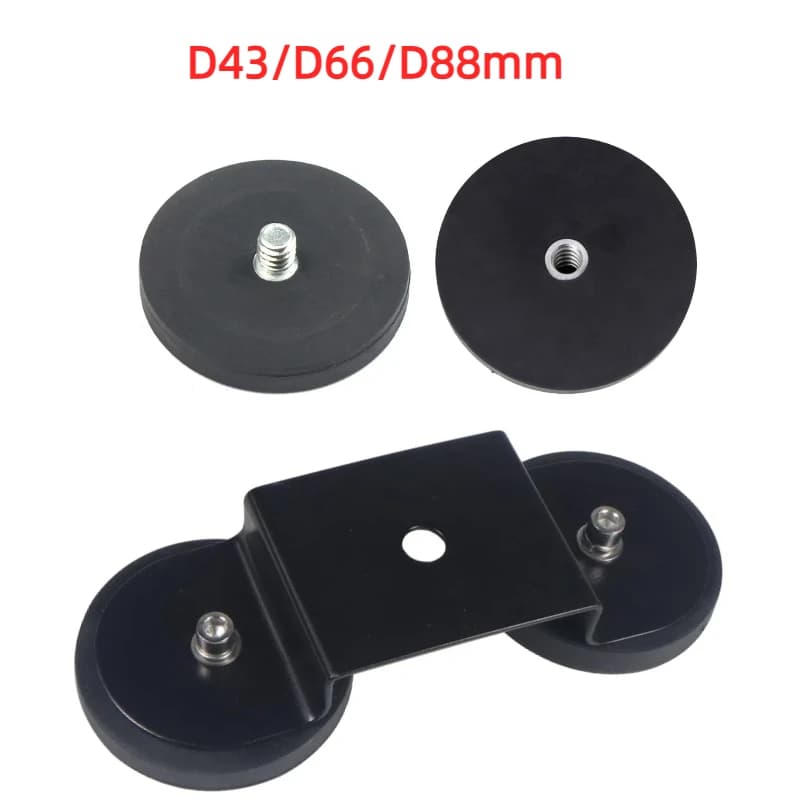 D43 D66 D88mm Magnete Base magnetica Supporto per auto Supporto per telefono con luce a LED Supporto per fotocamera DSLR Staffa fuoristrada SUV Adattatore per testa a sfera da 1/4 "