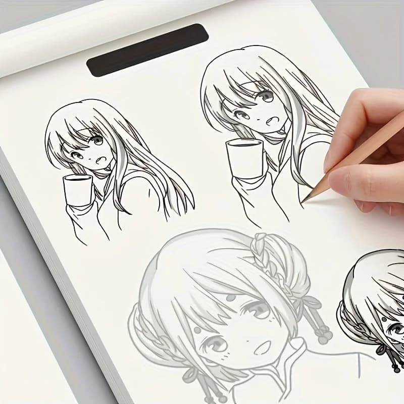 Artistic drawing book on the trait of anime characters: a simple notebook of hand drawing exercises for beginners - 48 pages of outline models