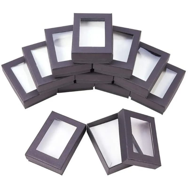 10 Pcs Silver Cardboard Paper Jewelry Box Presentation Box with Padding - Nail Packaging Boxes Christmas Gift Box - Necklace Box