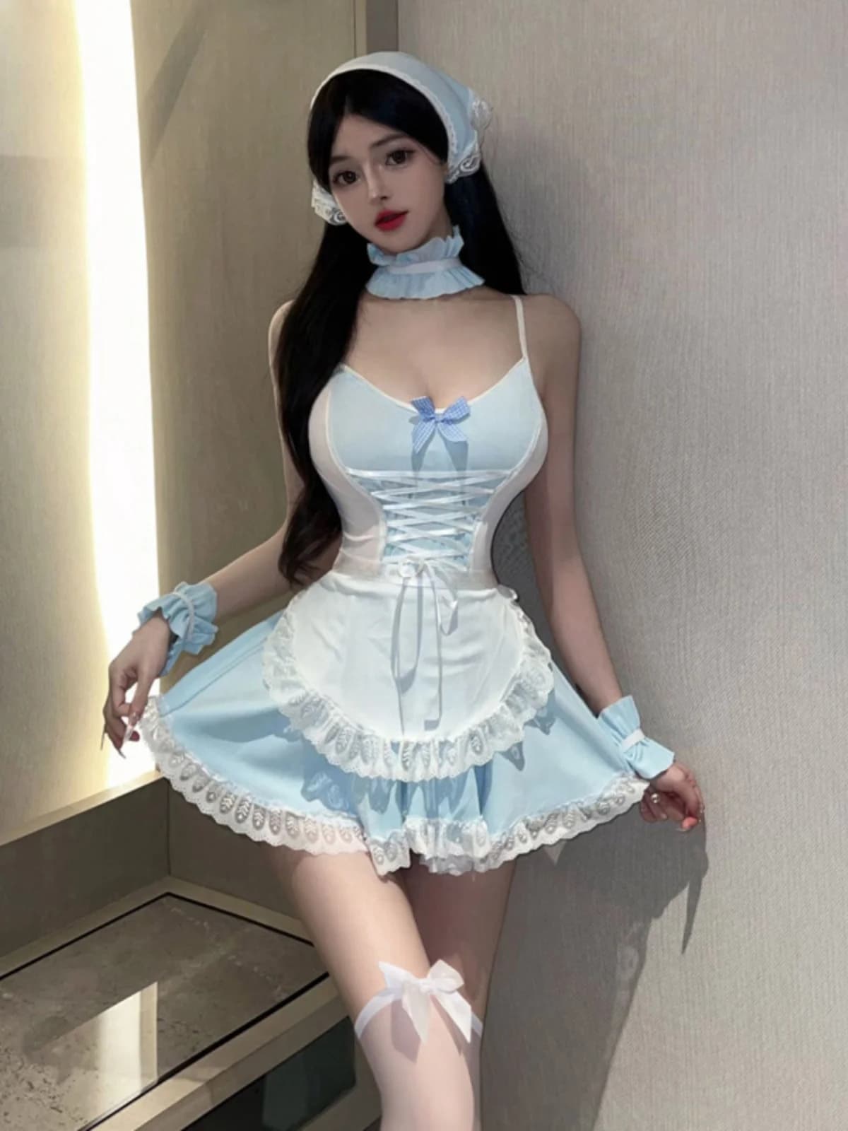 Ragazza sexy carina puro vicino ragazza gonna con finiture in pizzo Cosmaid orm grande altalena Dr vita alta A-Line ort Dr V-Ne