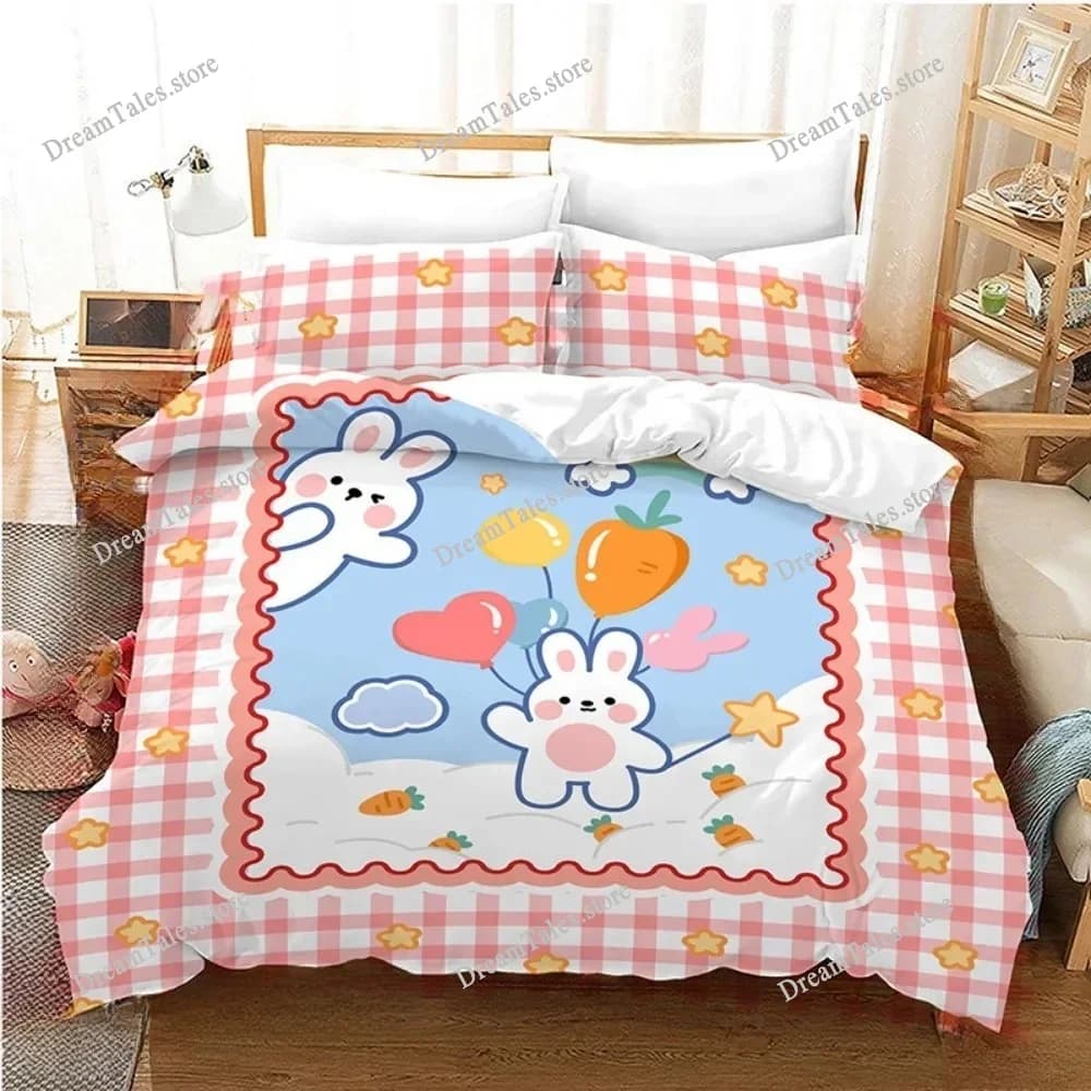 Cartoon CuteMotif ,Microfibre Bedding Sets, Children's Bed Decor Duvet Cover for Teenagers Adult with Zip Room Decor Luxury Gift