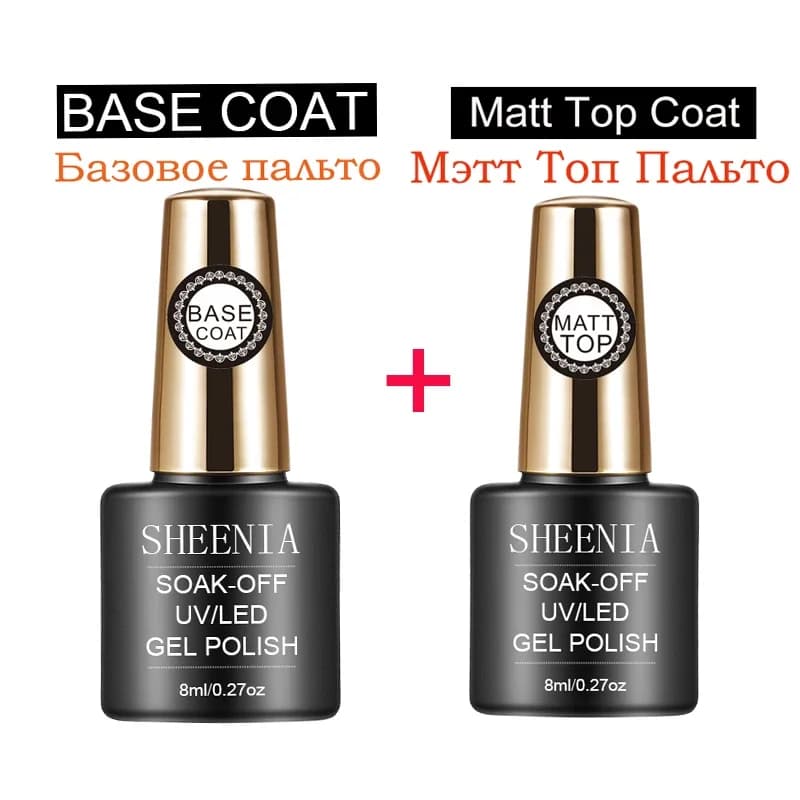 Sheenia BMT028C Gel enamel base and top coat matte Primer transparent Soak off lacquer Rose gold paint