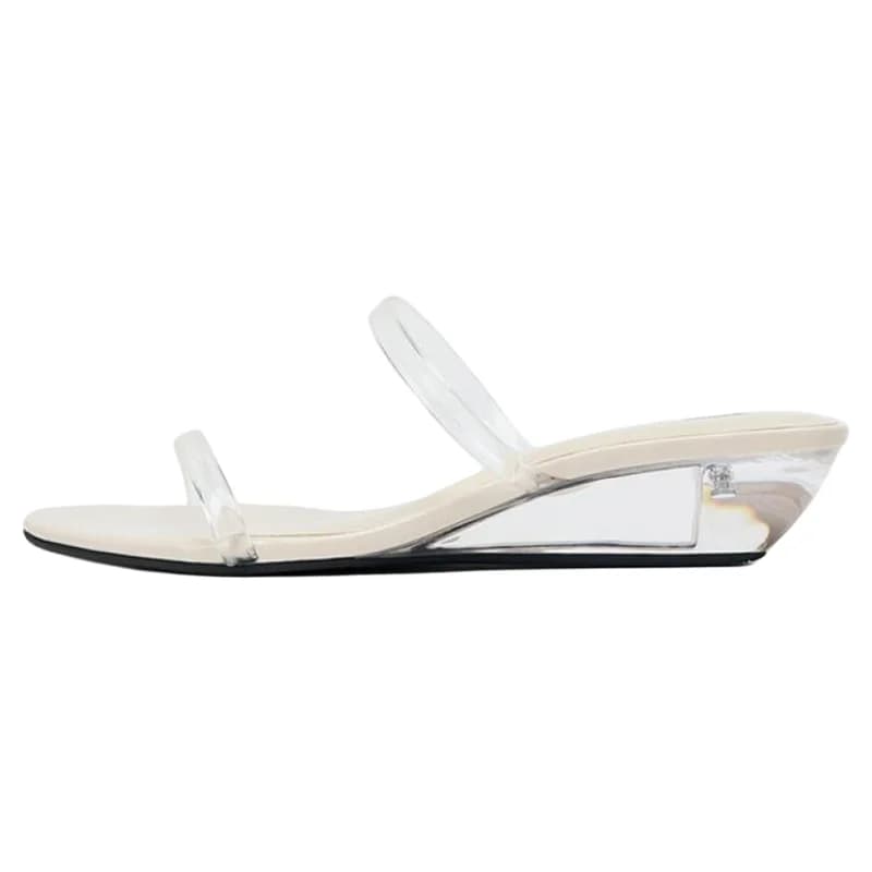 Sandali con Zeppa in Cristallo Trasparente alla Moda, Ciabatte Sexy con Punta Aperta e Piattaforma, Scarpe da Spiaggia Leggere e Comode