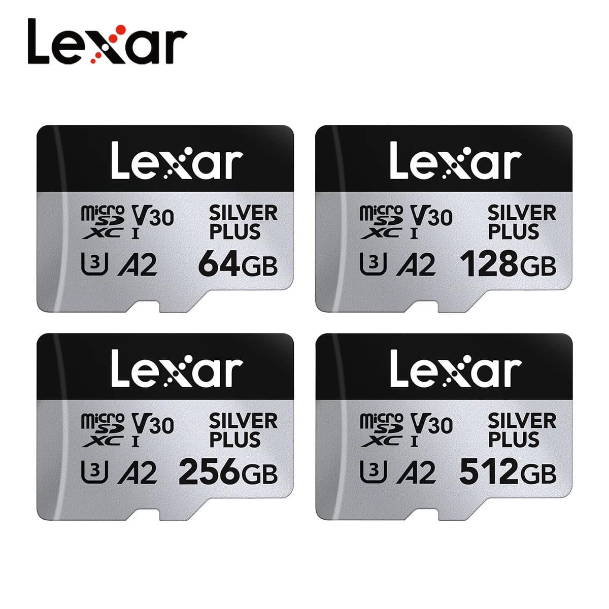 Lexar SILVER PLUS micro SD Card SDXC UHS-I A2 V30 U3 205MB/s 1366X TF Card 64GB 128GB 256GB 512GB 1TB for DJI Drone 4K Video