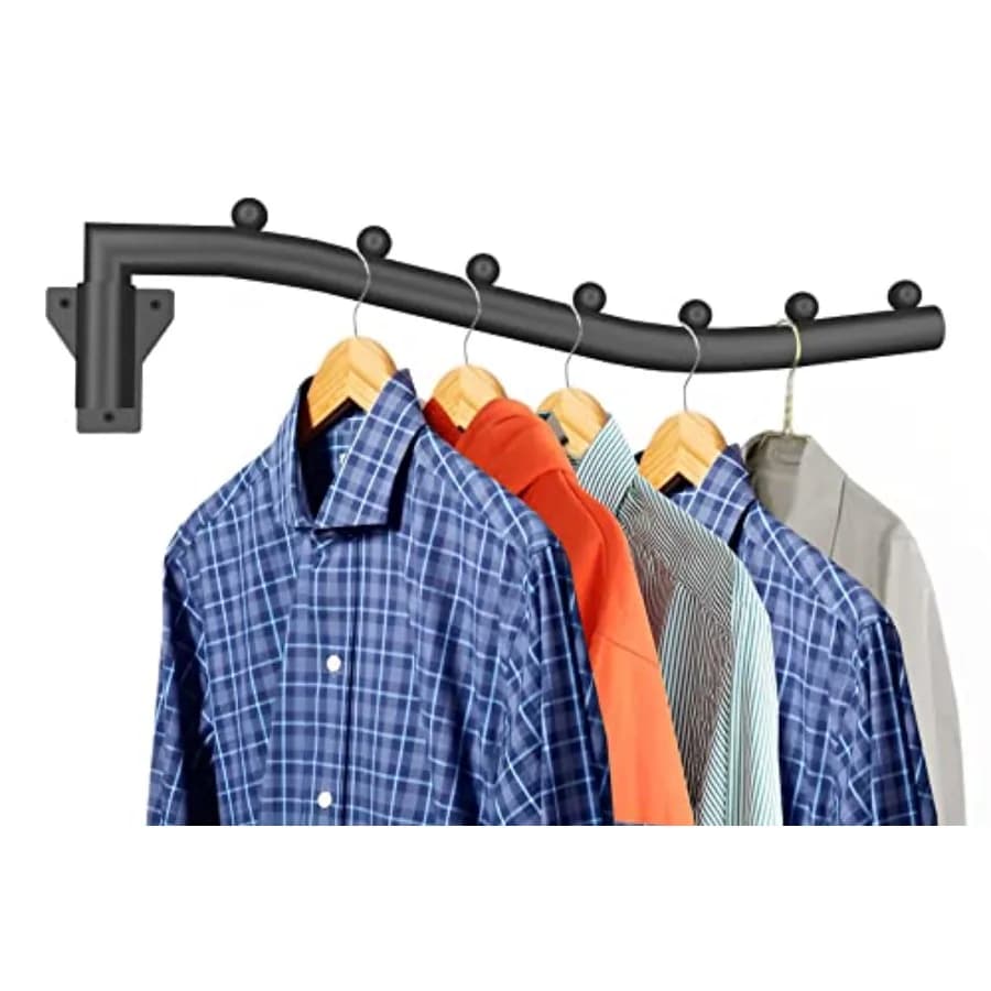 Folding Clothes Hanger Rack Swing Arm Hook Holder Clothing Hanging Garment Drying Closet Rod Storage Organizer Wall Mount Space