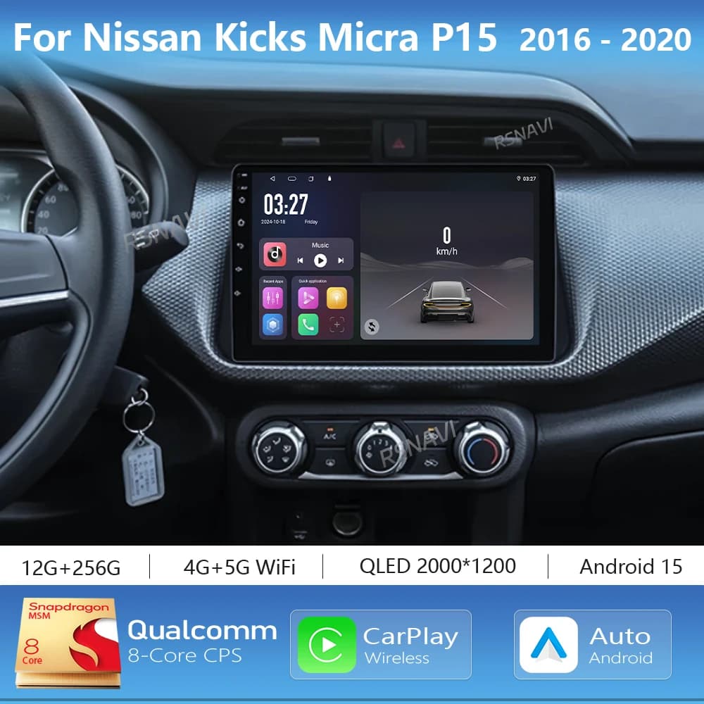Android 15 Carplay Auto 2K Schermo Lettore Radio Multimediale Per Nissan Kicks Micra P15 2016 - 2020 DSP Autoradio Stereo 2Din