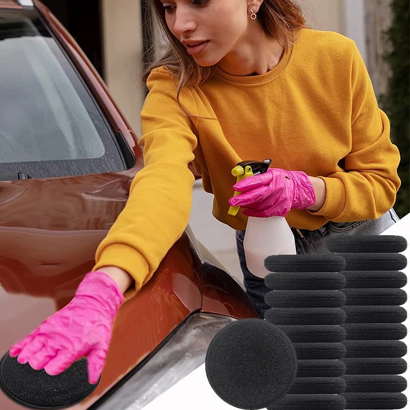 20 pz schiuma applicatore Pad microfibra dettagli schiuma di cera spugna smalto cera applicatore dettagli auto pulizia Pad rotondo 4 pollici