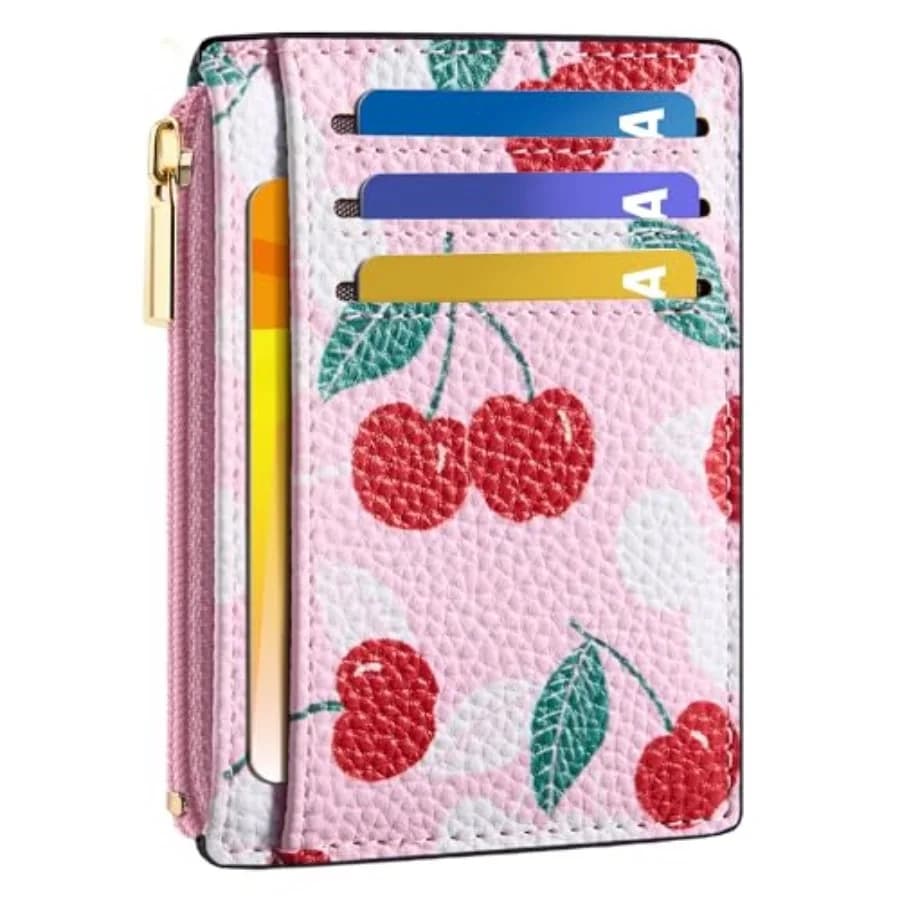 Credit Card Holder for Women Slim Minimalist Front Pocket RFID Blocking Wallet Small Compact Card Case with ID Window