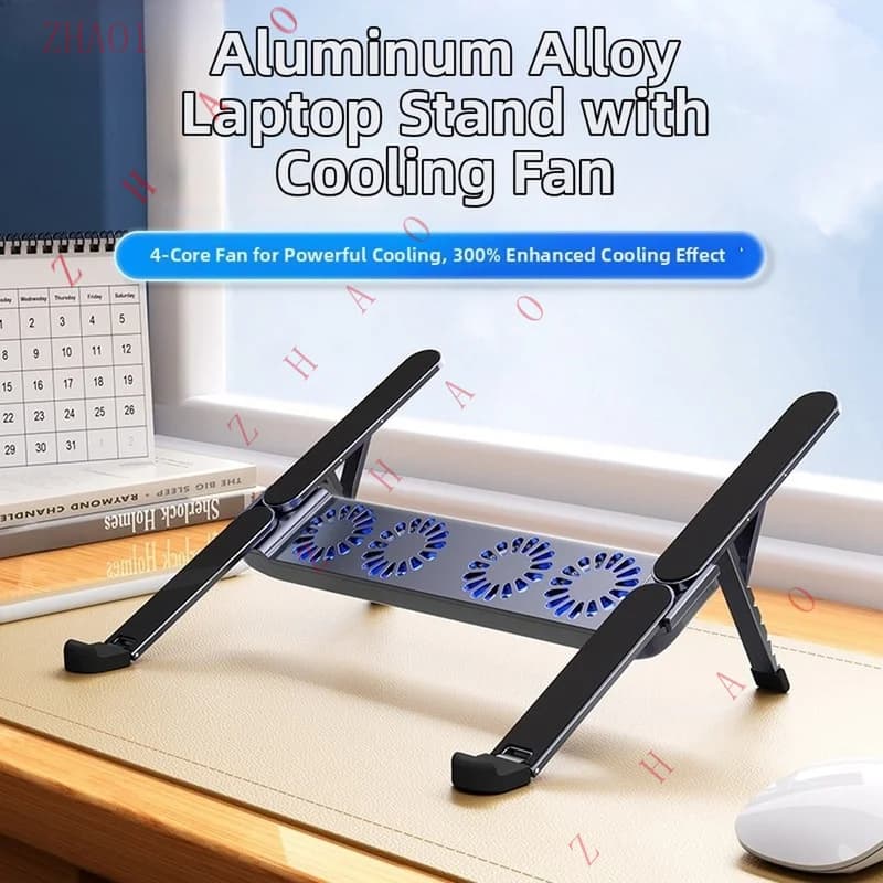 Z for Aluminum Laptop Stand with 4 Fans Foldable Compact Design for Travel Office Use