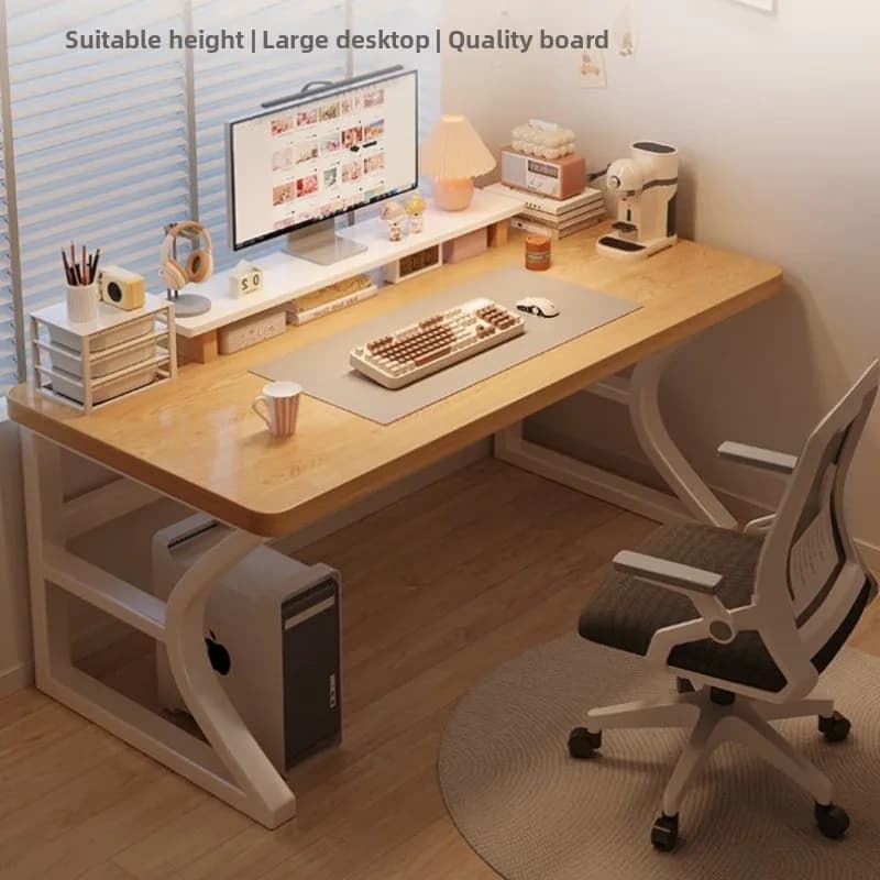Nuovo modello di scrivania per computer in legno massello, scrivania da ufficio, scrivania da gaming semplice, scrivania rettangolare per piccoli appartamenti