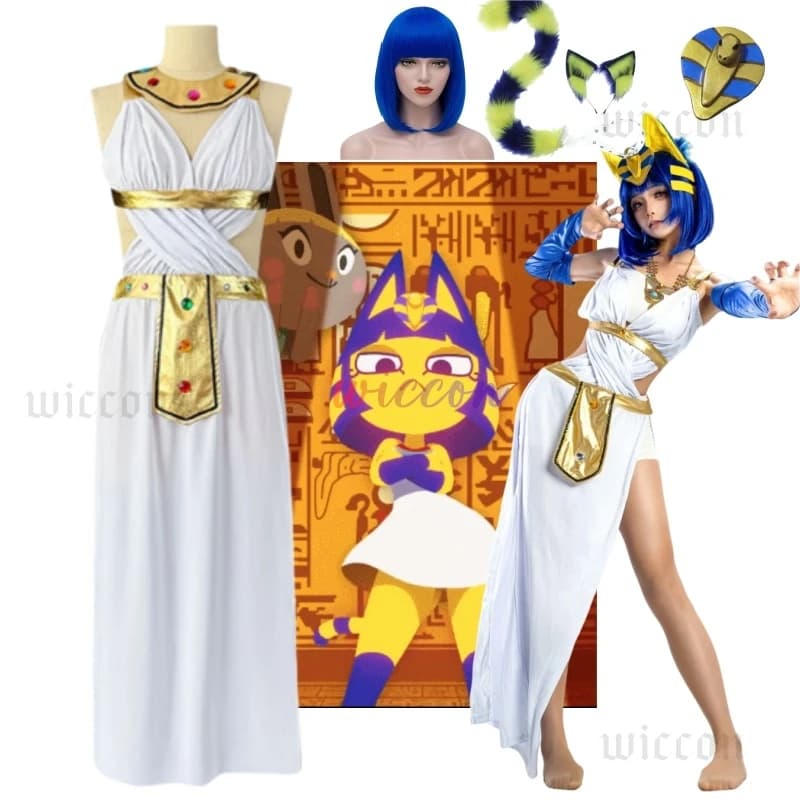 2025 Animal Crossing Ankha Queen Dress Gioco egiziano Gioco di ruolo Costume di carnevale di Halloween