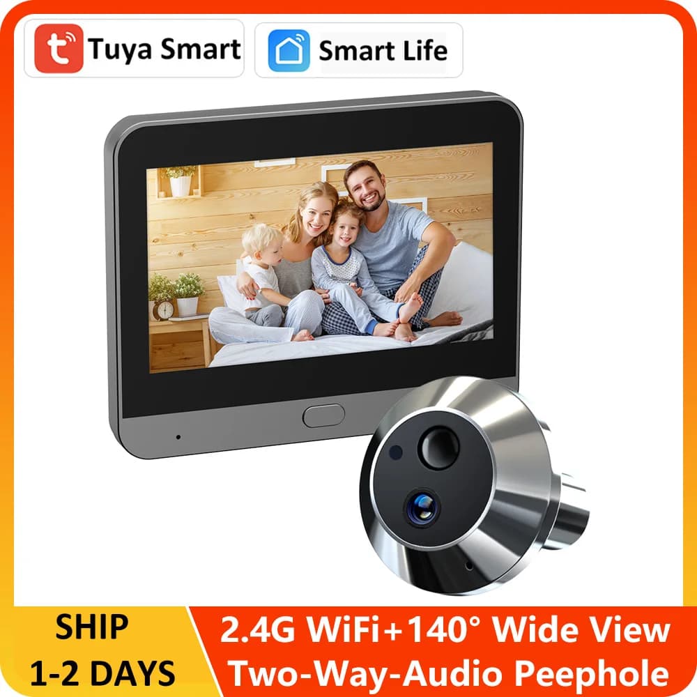 Audio bidirezionale 3MP Tuya Smart Life APP 2.4Ghz WiFi Digital Magic Eye Door Viewer Batteria Spioncino Telecamera Monitor schermo da 4,3 pollici