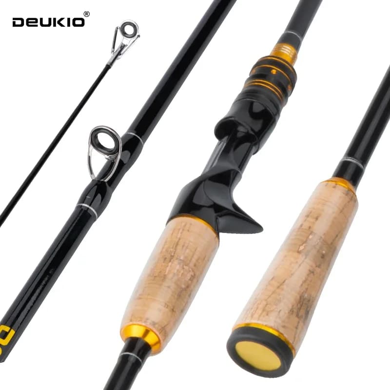 DEUKIO Canna da Pesca Spinning in 4/5 Sezioni con Manico in Sughero, Canna da Pesca Spinning e Casting 1.8/2.1m, Canna da Pesca Portatile in Fibra di Carbonio