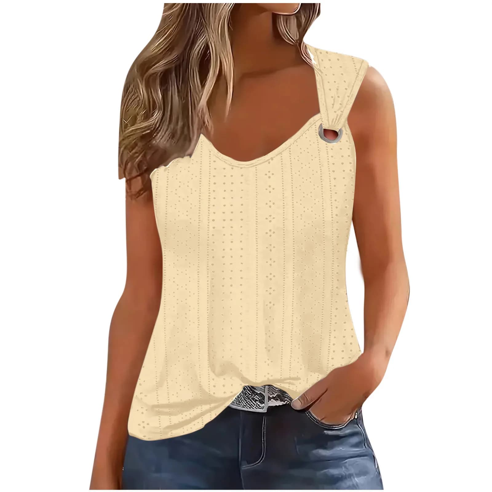 Women's Loose V-Neck Sleeveless Vest T-Shirt Comfortable Breathable Top for Autumn Season Other Material 100%