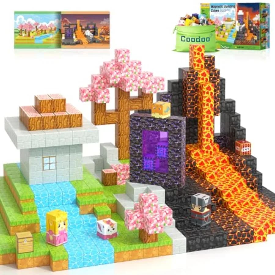 Magnetic Blocks - Build Mine Magnet World Magic Portal Set, Magnetic Tiles Building Blocks Toddler Toy STEM Sensory Outdoor Toy